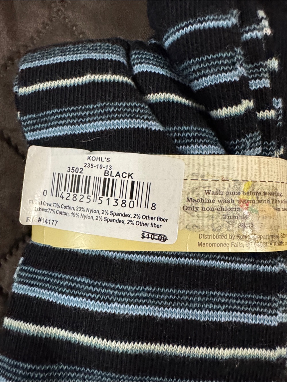 Sonoma Black Floral Crew Socks - 3 Pair Pack - Picture 3 of 4